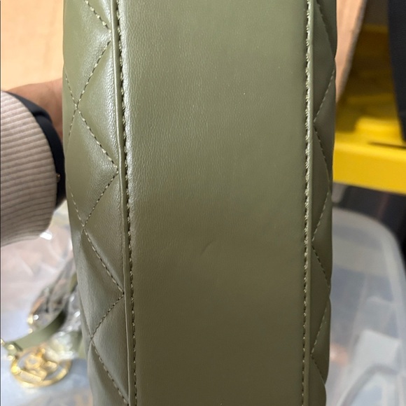 Olive Quilted Vegan Leather Handbag - Picture 11 of 15